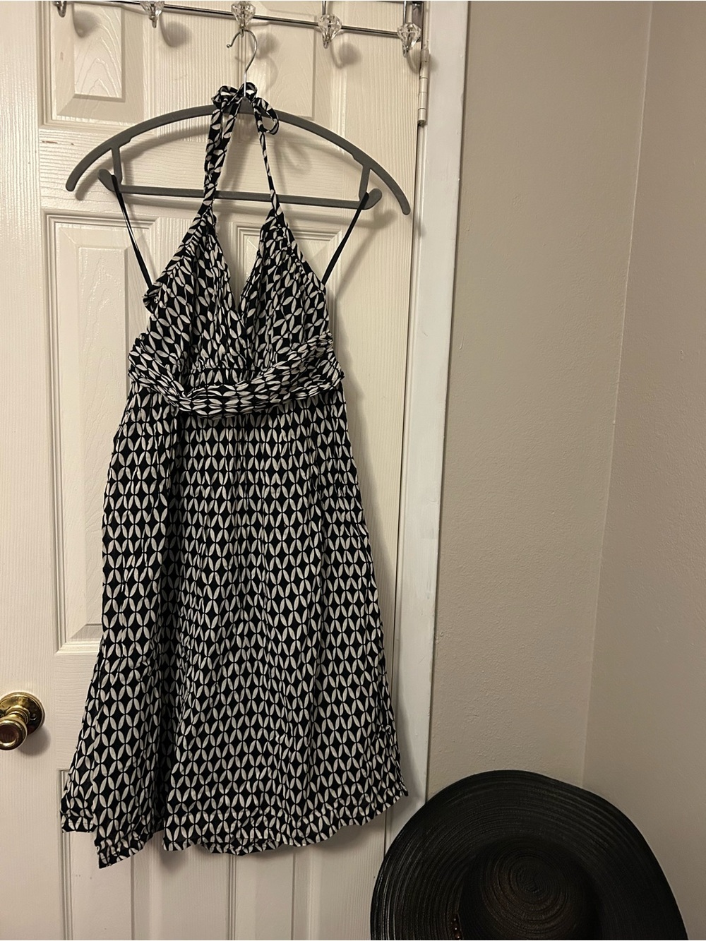 H&M Black and White Halter Midi Dress